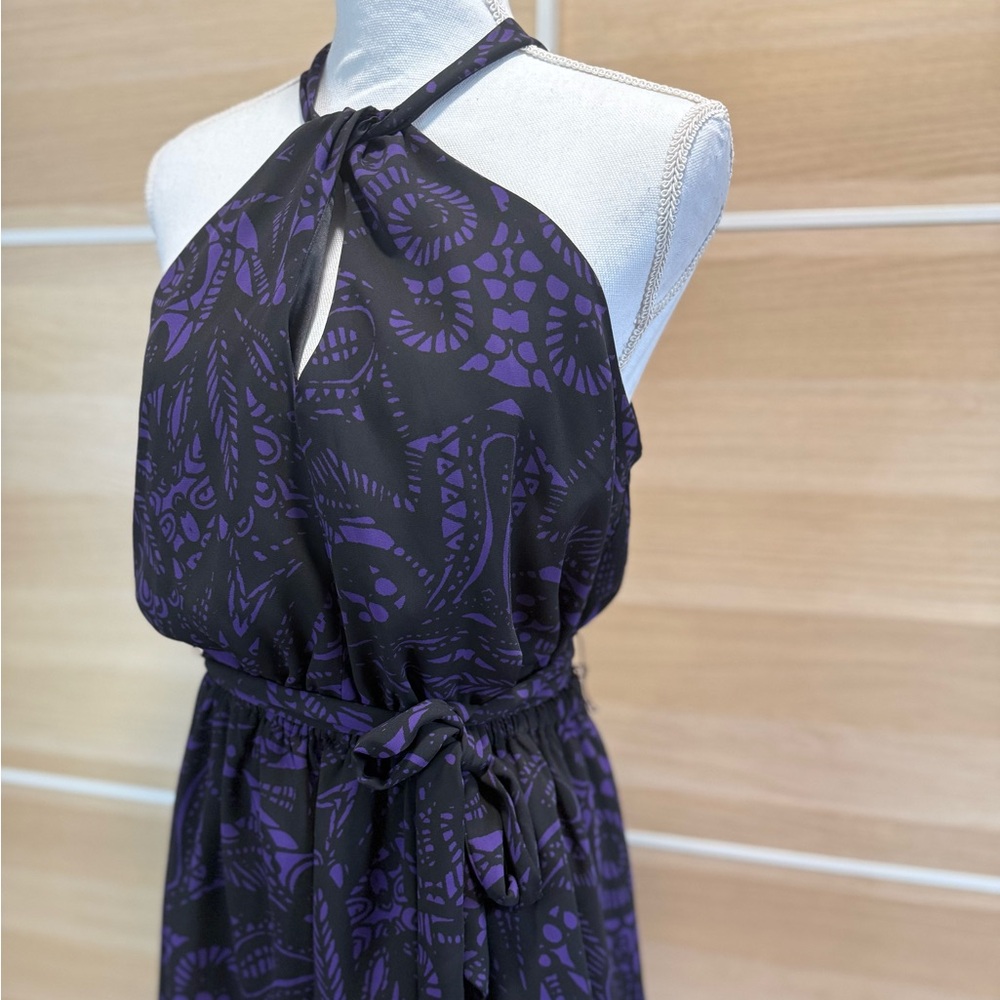 Express Black And Purple Patterned Mini Dress - image 2